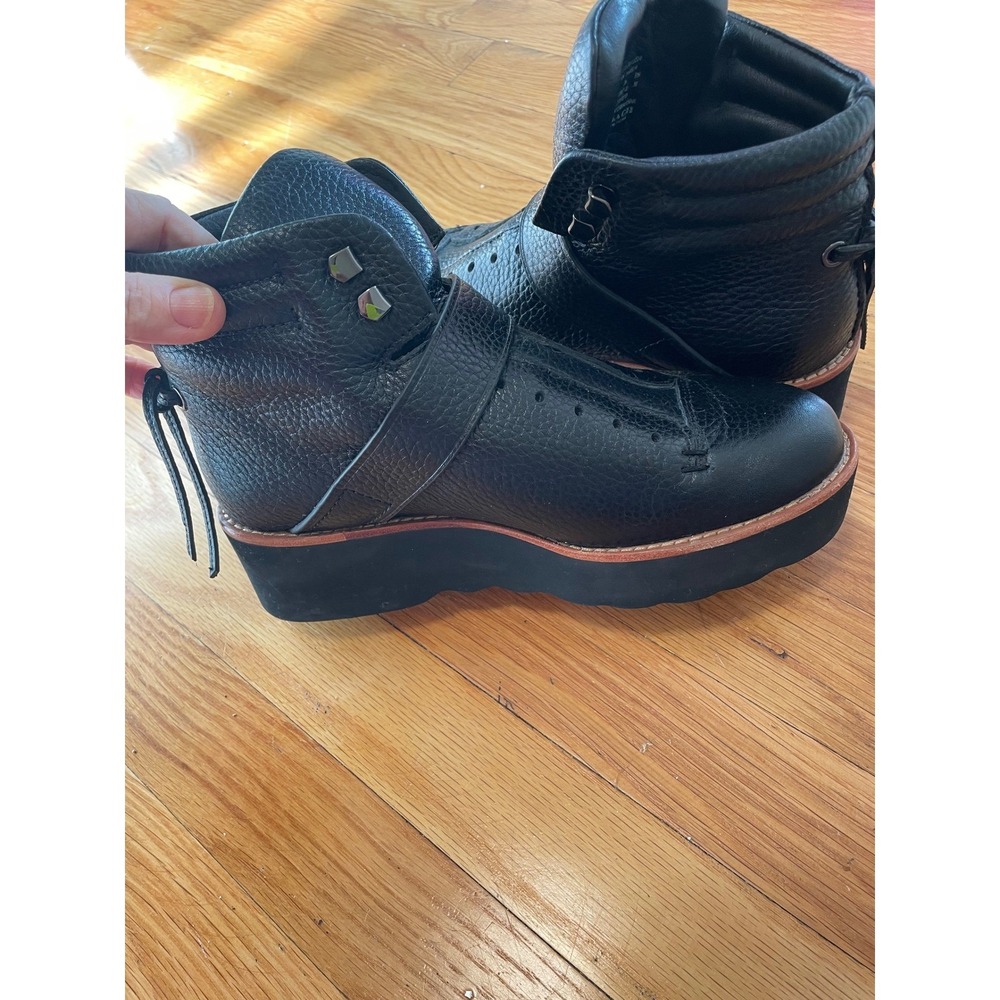 Coach Urban Hiker Boots Size 6 Black Leather‎ Platform Lace Up Ankle Streetwear - Picture 7 of 10